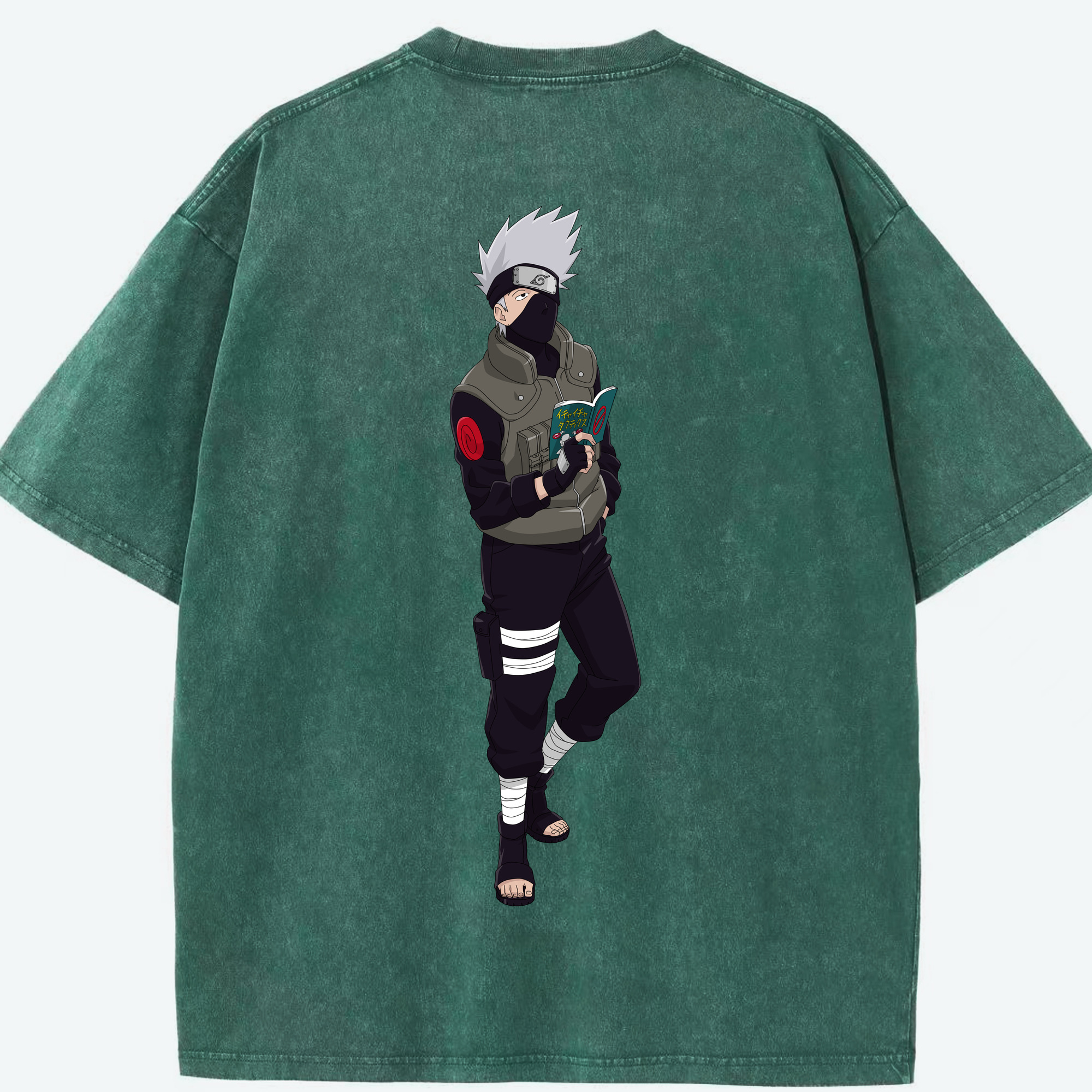 （画像用） NARUTO -ナルト- はたけ カカシ Hatake Kakashi 綿100% ヴィンテージ風 半袖Tシャツ（背面プリント）